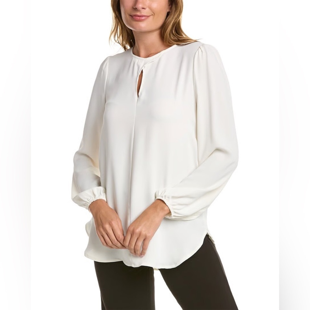 Elie Tahari Cream Keyhole Blouse